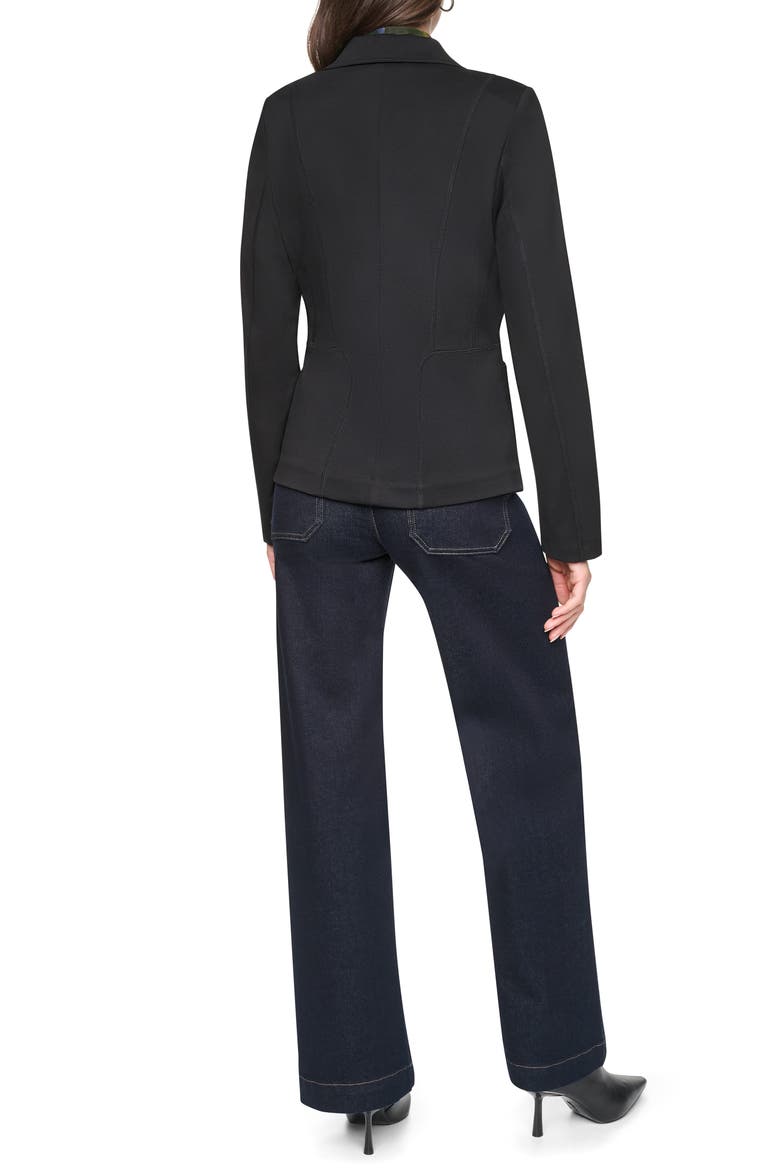 Soho Ponte One Button Blazer, Alternate, color, BLACK