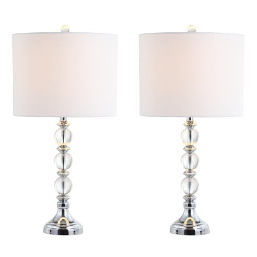 Jonathan Y Paul 26" Crystal/metal Led Table Lamp, Clear/chrome In Clear/chrome