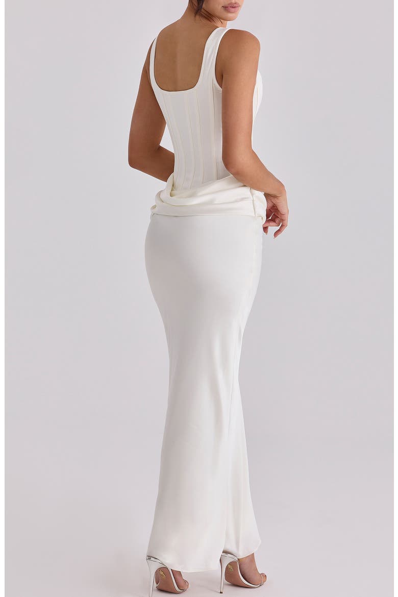 Kira Corset Bodice Satin Gown, Alternate, color, IVORY