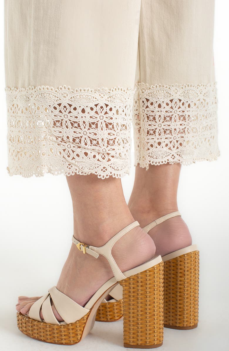 Liverpool Los Angeles Stride Lace Hem High Waist Ankle Wide Leg Jeans, Alternate, color, 