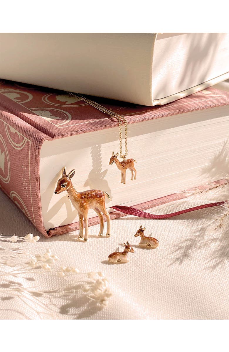 Fable England Enamel Fawn Brooch, Alternate, color, Multi & Gold