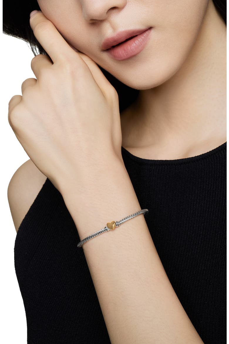 Cable Collectibles® Heart Bracelet with 18K Gold, 3mm, Alternate, color, TWO TONE