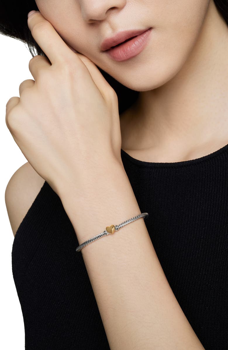 Cable Collectibles<sup>®</sup> Heart Bracelet with 18K Gold, 3mm