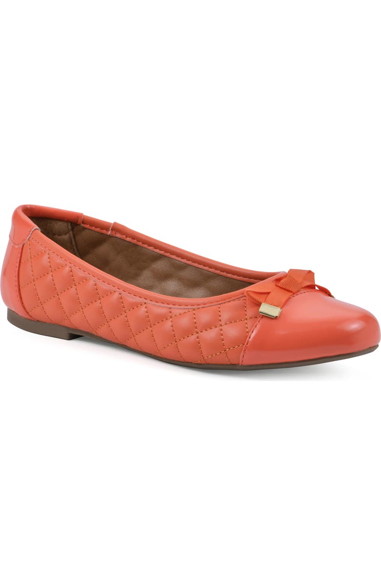 White Mountain Footwear Seaglass Quilted Ballet Flat, Main, color, Aperol Spritz/ Smooth