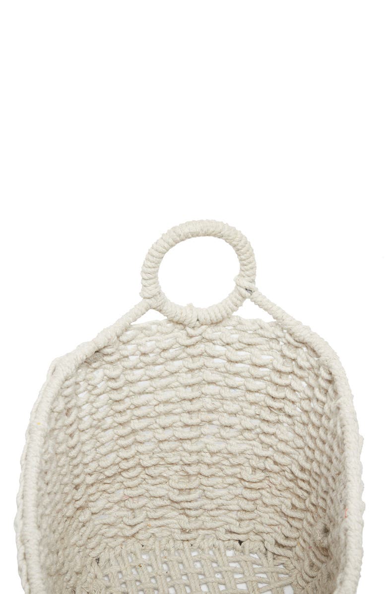 GINGER BIRCH STUDIO White Cotton Bohemian Storage Basket with Handles - Set of 2, Alternate, color, White