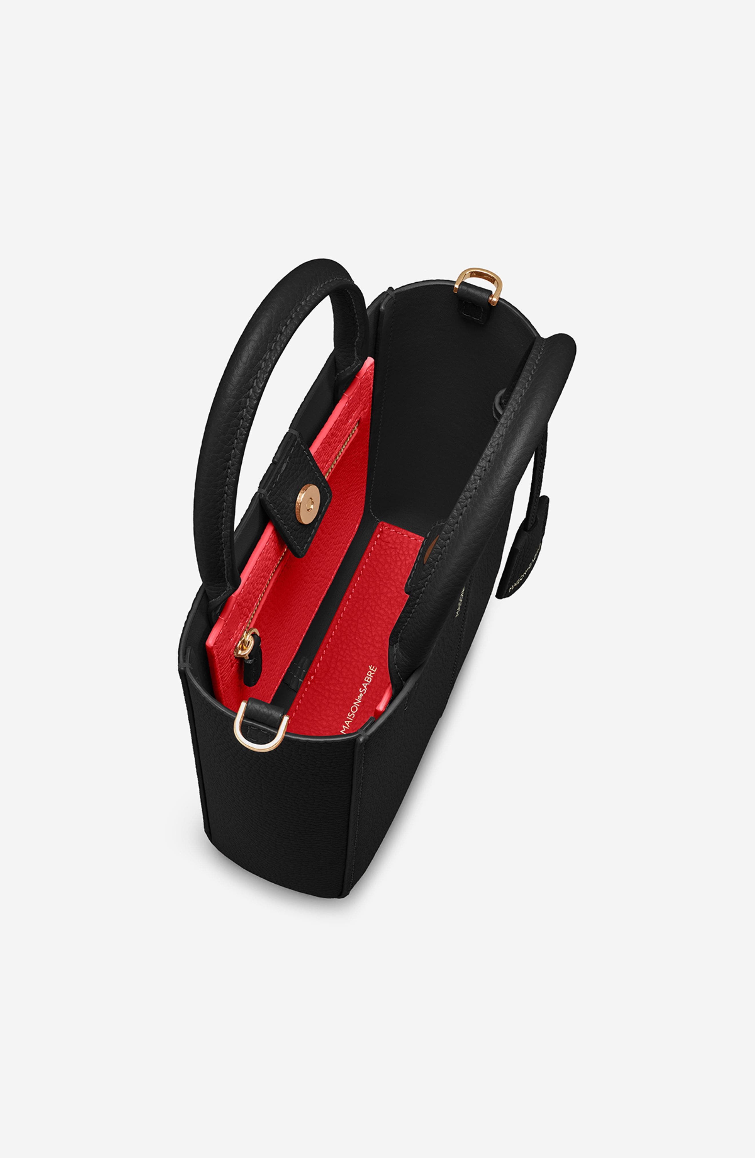 MAISON de SABRÉ Leather Mini Soft Tote, Alternate, color, Rouge Noir