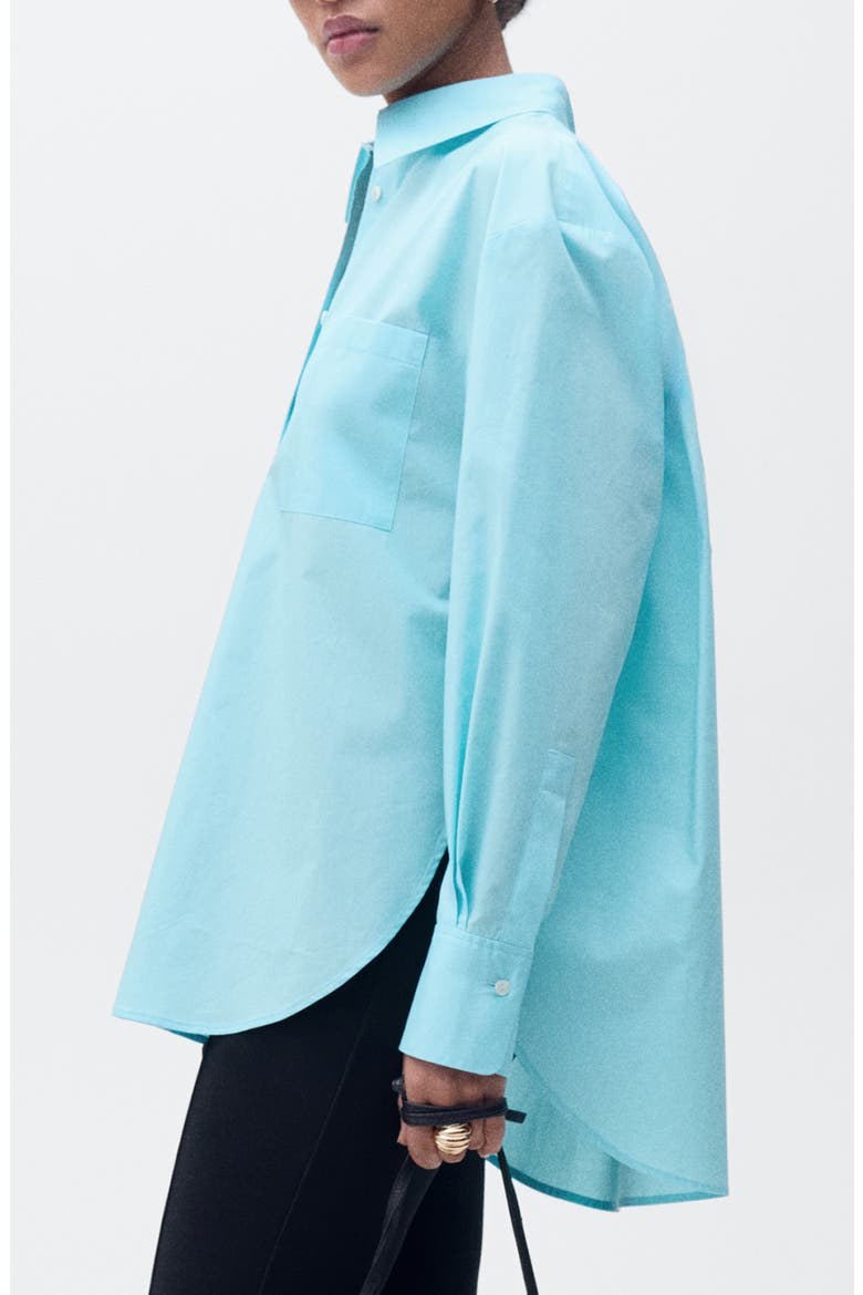 Oversize Poplin Button-Up Shirt, Alternate, color, BLUE