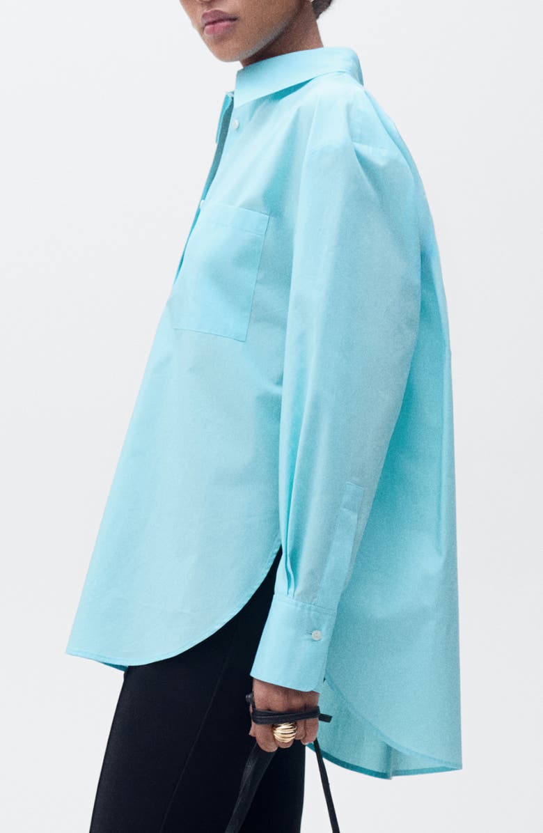 MANGO Oversize Poplin Button-Up Shirt, Alternate, color, 