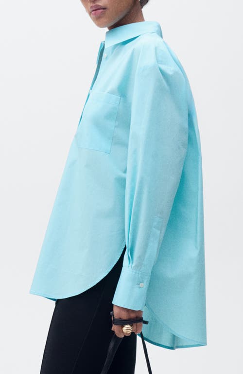 Shop Mango Oversize Poplin Button-up Shirt In Blue