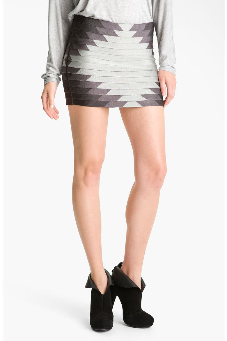 'Aztec' Bandage Skirt, Main, color, CHARCOAL HEATHER GREY MULTI