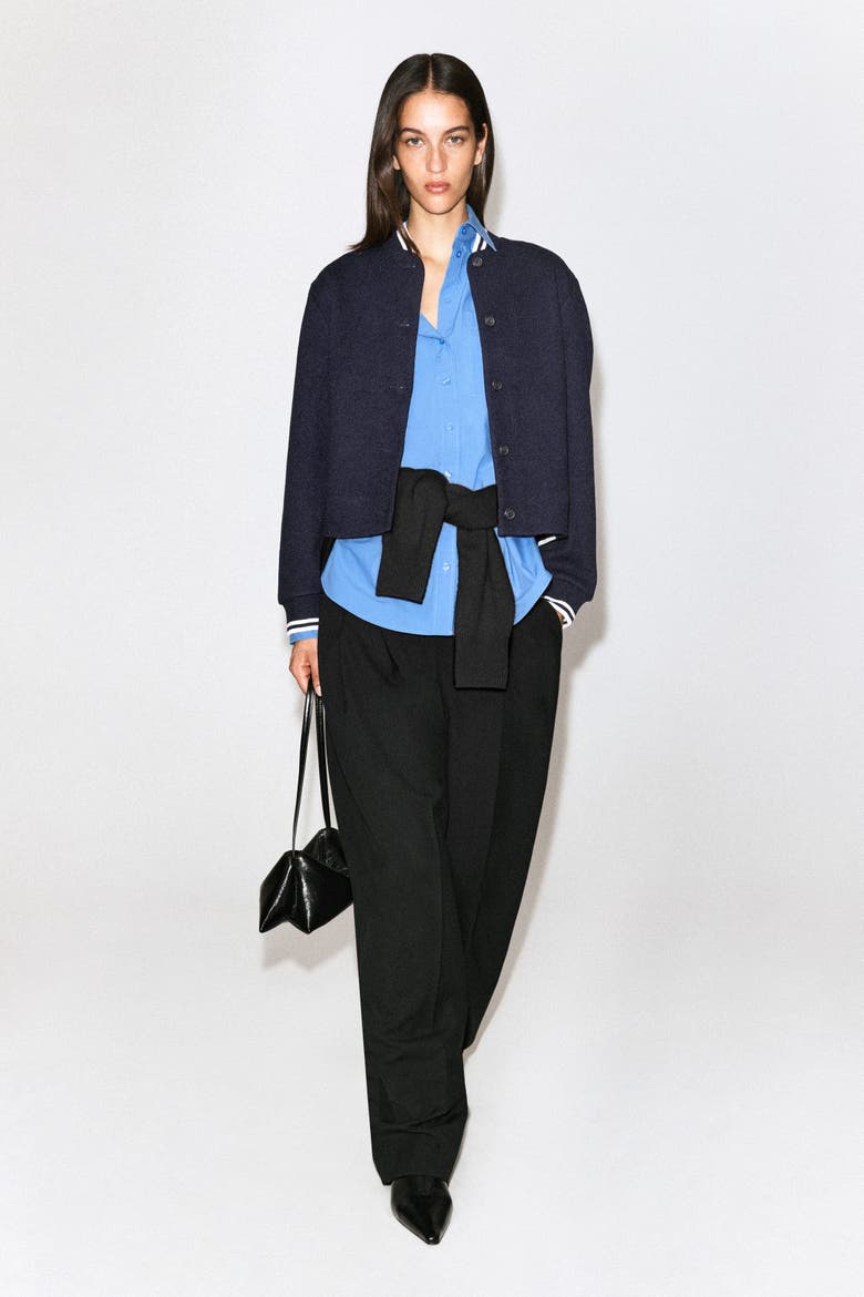 Boiled Wool-Blend Bomber Jacket, Alternate, color, NAVY