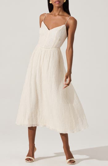 Textured V-Neck Midi Dress