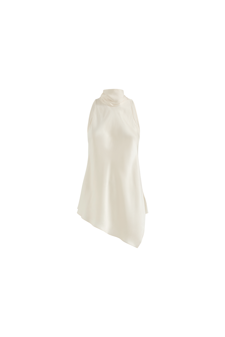 Silk satin top with monili, Alternate, color, Panama