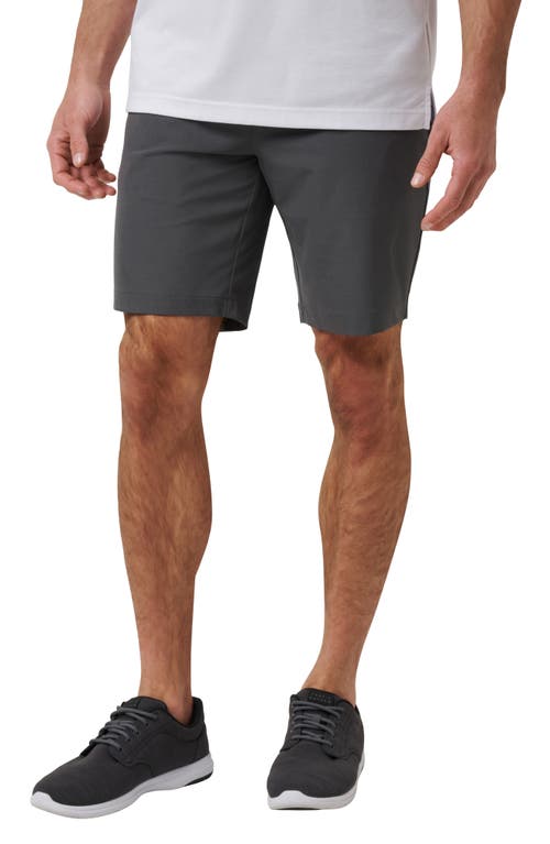 Travismathew Travel Year Flat Front Shorts In Grey Pinstripe