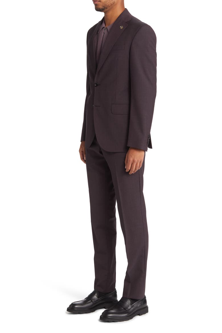 Roger Extra Slim Fit Stretch Wool Suit, Alternate, color, PLUM