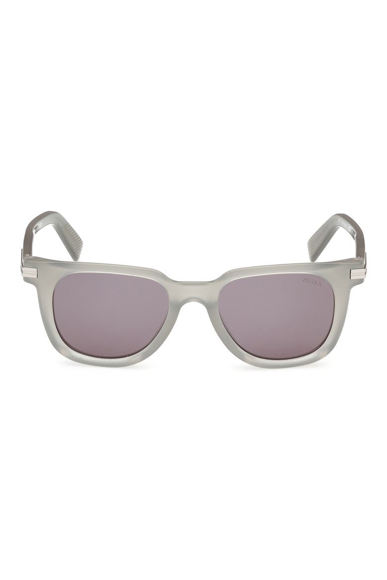 50mm Geometric Sunglasses, Main, color, SHINY MILKY GREY