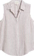 Cloth & Stone Split Back Stripe Sleeveless Button-Up Shirt