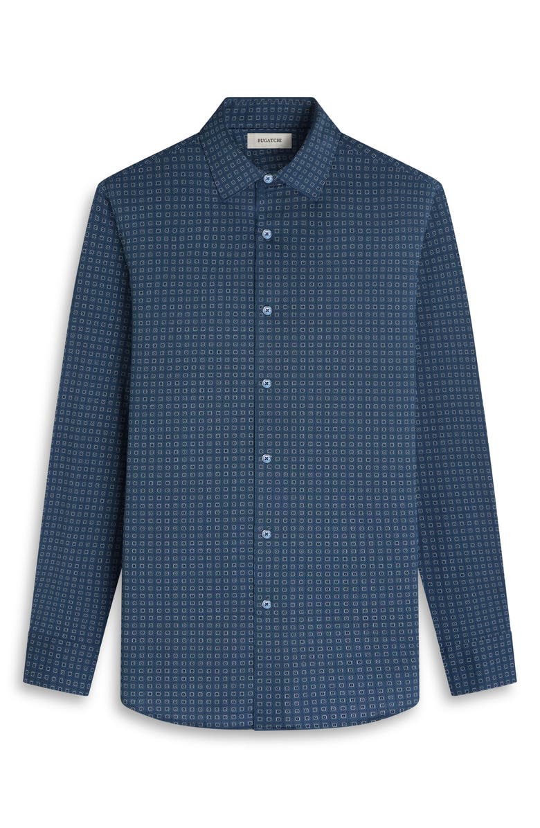 Bugatchi James OoohCotton<sup>®</sup> Geo Button-Up Shirt, Alternate, color, Peacock