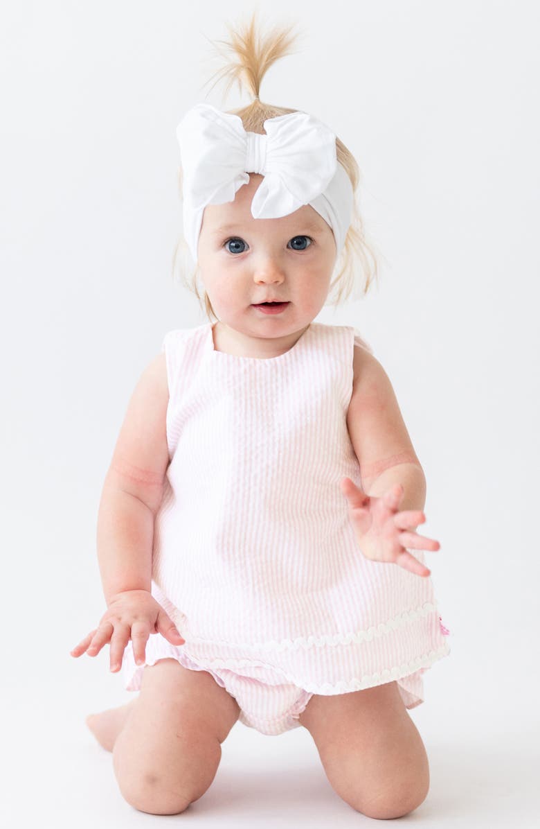 RuffleButts Seersucker Ric Rac Swing Top & Bloomers, Alternate, color, 