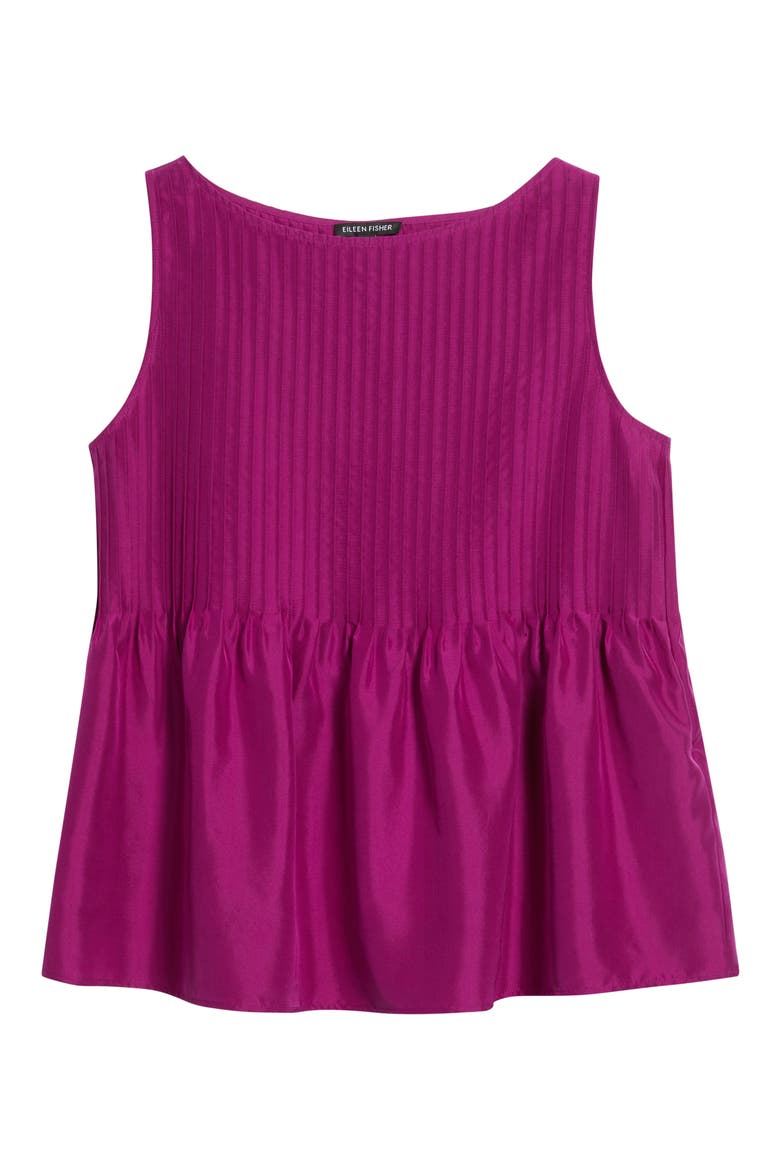 Pleated Silk Sleeveless Top, Alternate, color, BERRY BLOOM