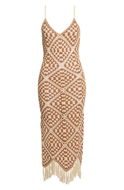 Chevron Fringe Cover-Up Maxi Dress