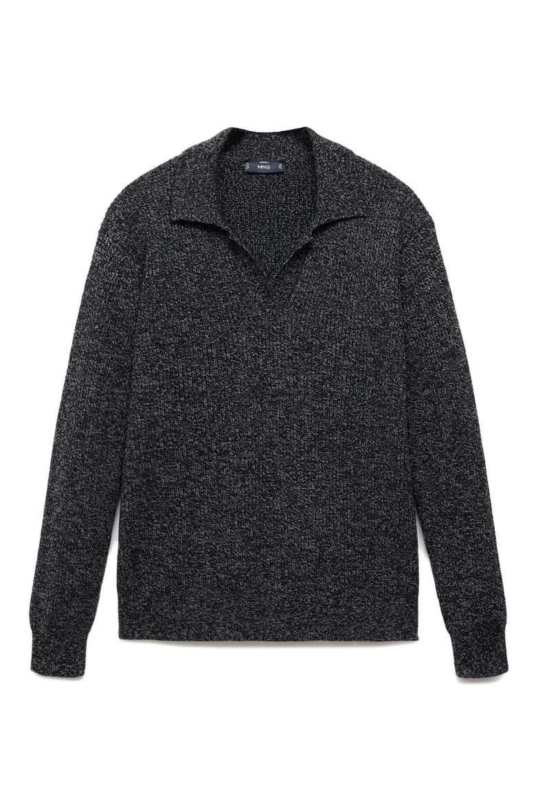 Structured Cotton Polo Sweater, Alternate, color, DARK HEATHER GREY