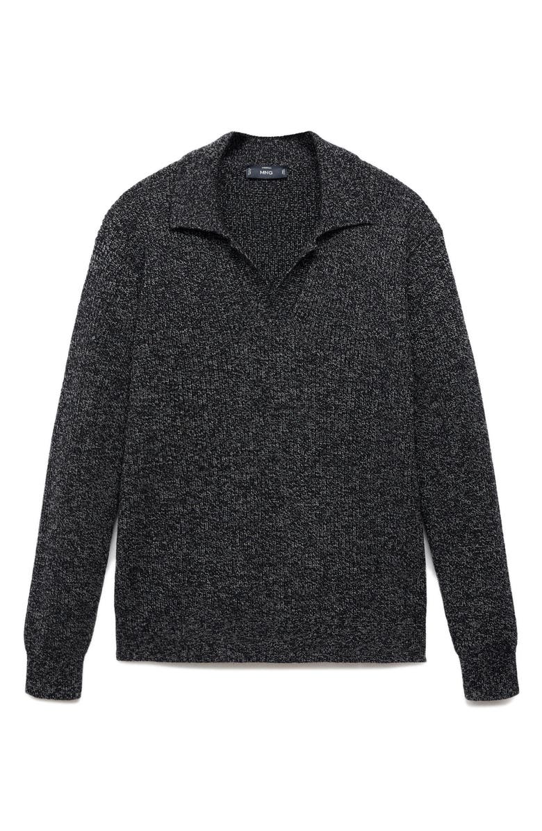 MANGO Structured Cotton Polo Sweater, Alternate, color, Dark Heather Grey