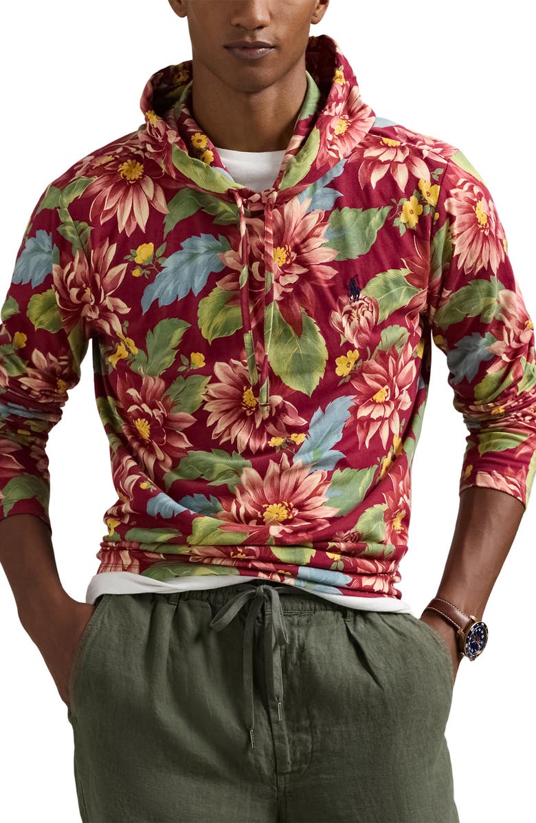 Polo Ralph Lauren Floral Print Cotton Jersey Hooded T-Shirt, Main, color, 