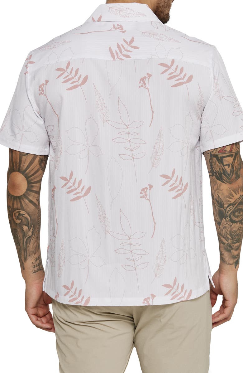 7 Diamonds Ciro Leaf Print Stretch Seersucker Camp Shirt, Alternate, color, 