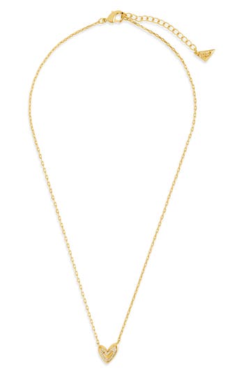 Sterling Forever Mabel Cubic Zirconia Heart Pendant Necklace In Gold