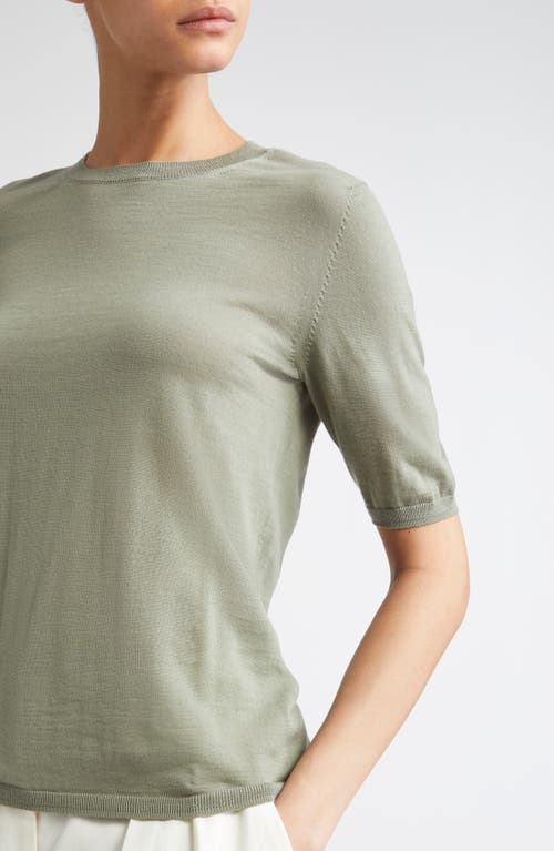 Max Mara Gerico Short Sleeve Virgin Wool Sweater In Green