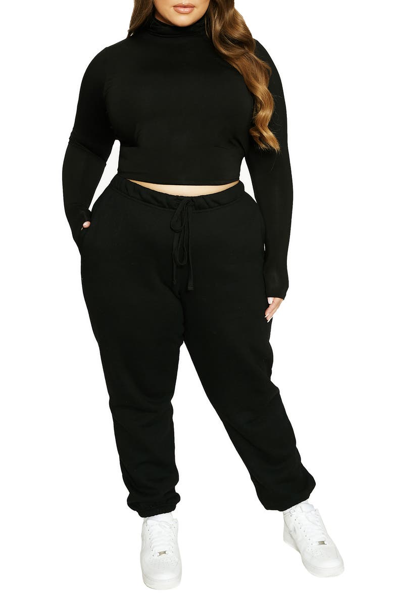 Naked Wardrobe x Lori Harvey Open Back Turtleneck Crop Top, Alternate, color,