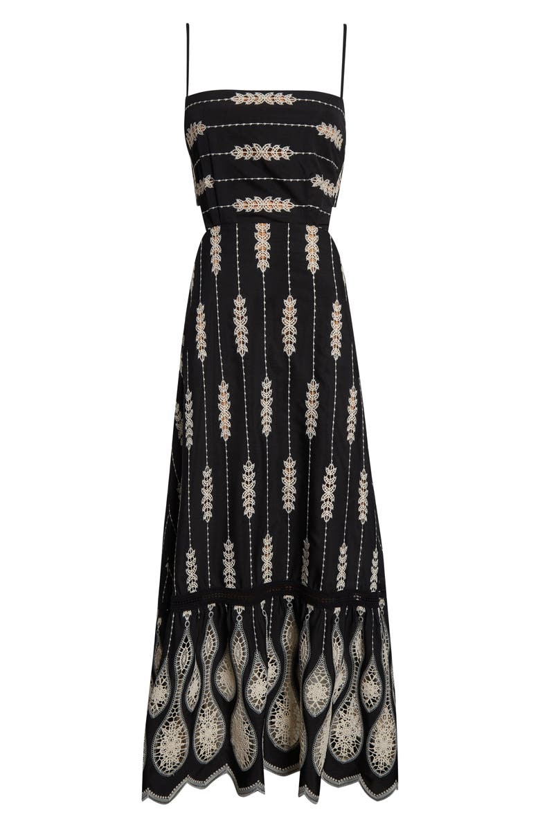 Johanna Ortiz Nostalgica Embroidered Maxi Dress, Alternate, color, Black / Ecru