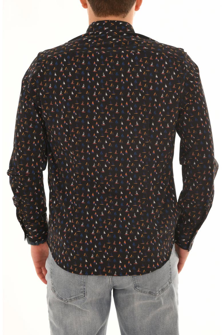 Modern Boat Print Shirt, Alternate, color, MULTI