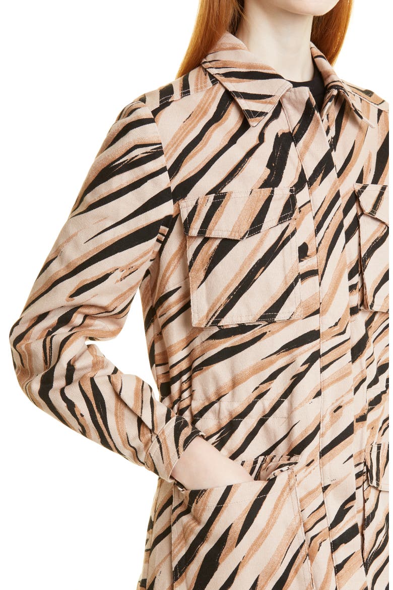 Hamiel Animal Print Cotton Cargo Jacket, Alternate, color, NATURAL