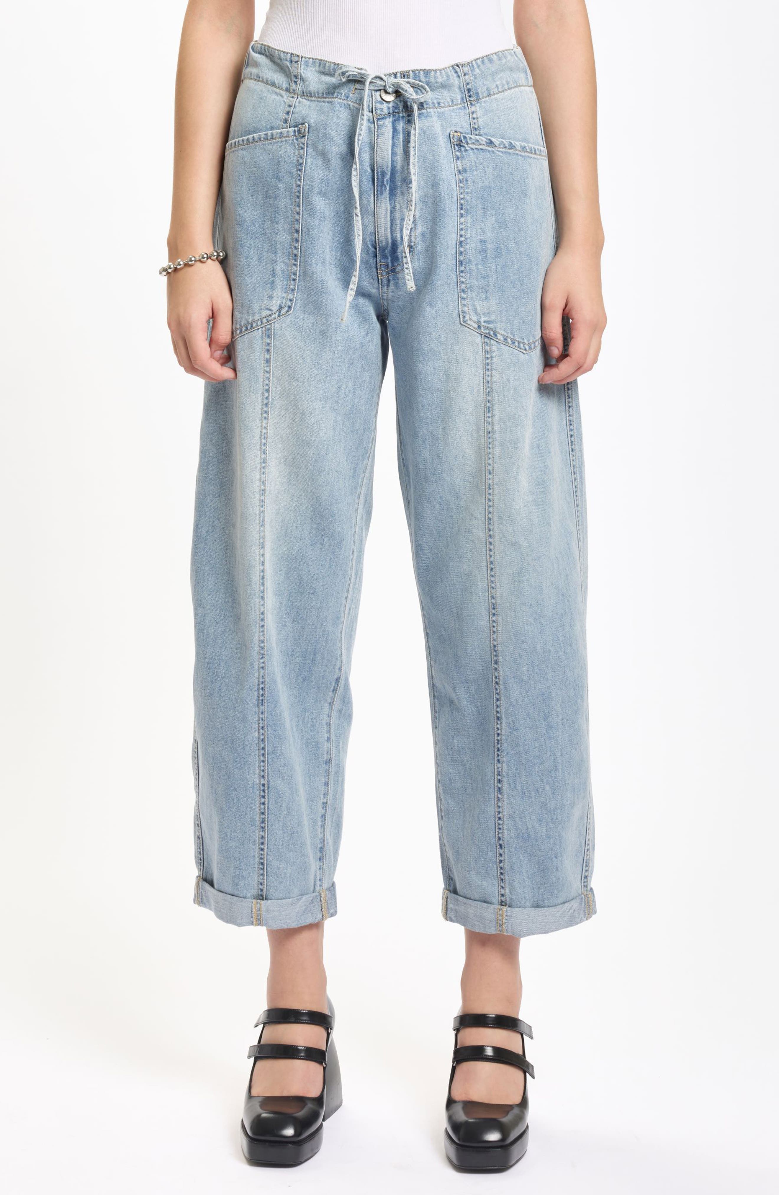 Villa Drawstring Ankle Straight Leg Jeans