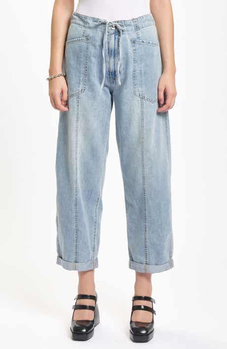 Villa Drawstring Ankle Straight Leg Jeans
