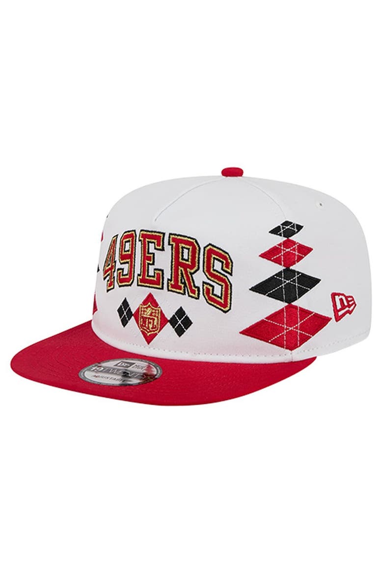 Men's New Era  White San Francisco 49ers Argyle 19TWENTY Adjustable Hat, Alternate, color, White