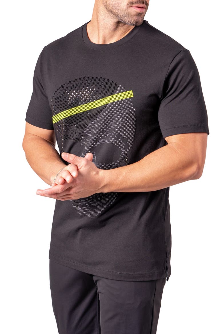 Pixel Skull Graphic T-Shirt, Alternate, color, BLACK