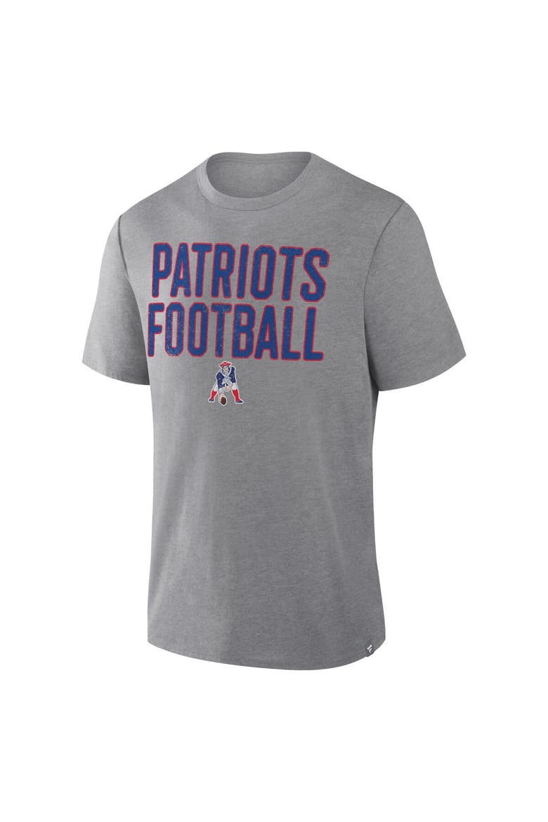 Men's Fanatics Heather Gray New England Patriots First Down Tribute Tri-Blend T-Shirt, Alternate, color, Heather Gray