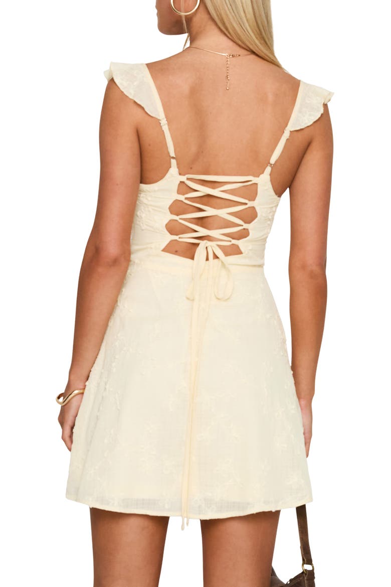 Landon Lace Trim Shift Mini Sundress, Alternate, color, LEMON