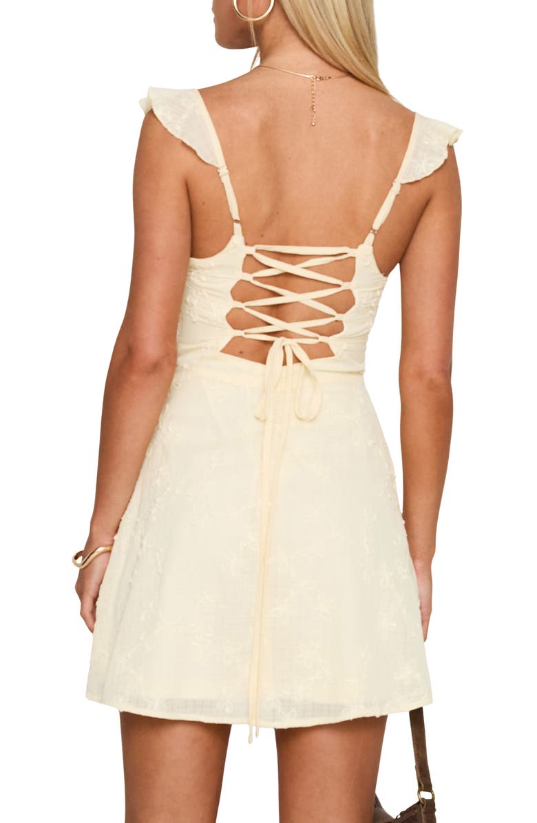 Princess Polly Landon Lace Trim Shift Mini Sundress, Alternate, color, Lemon