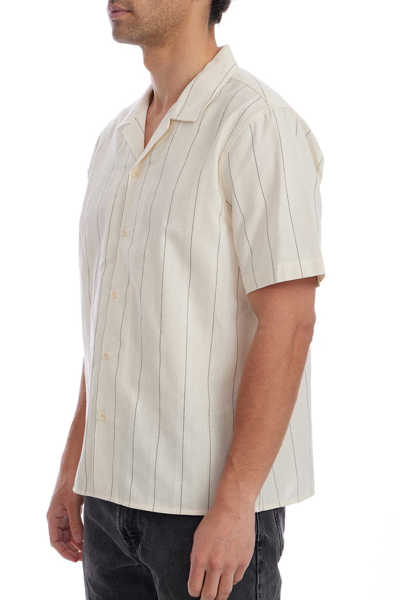 Pinstripe Stitch Camp Shirt, Alternate, color, CREAM