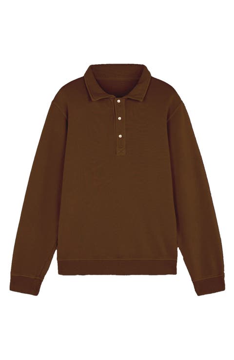 Hunting Long Sleeve Fleece Jersey Polo Shirt