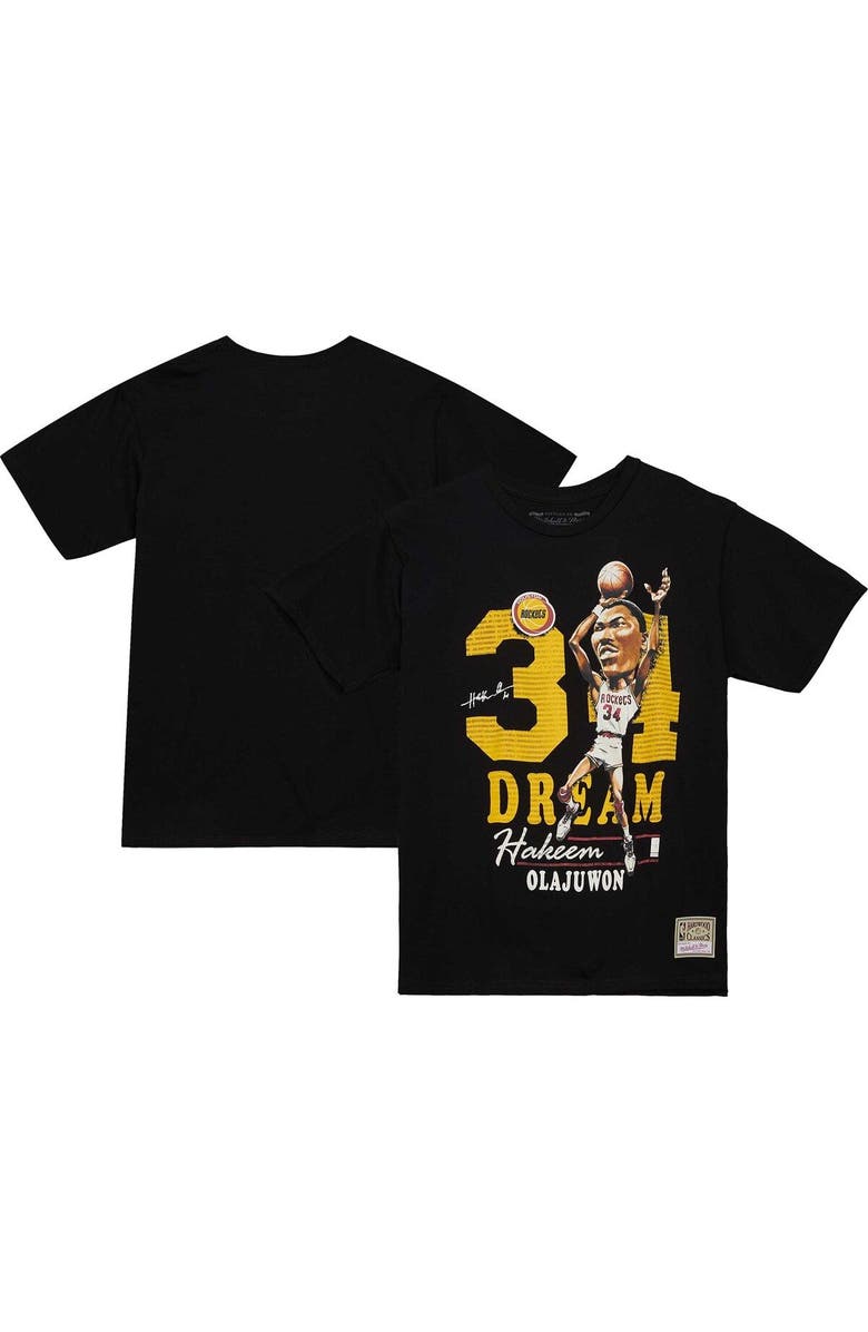 Mitchell & Ness Men's Mitchell & Ness Hakeem Olajuwon Black Houston Rockets Hardwood Classics Caricature T-Shirt, Alternate, color,