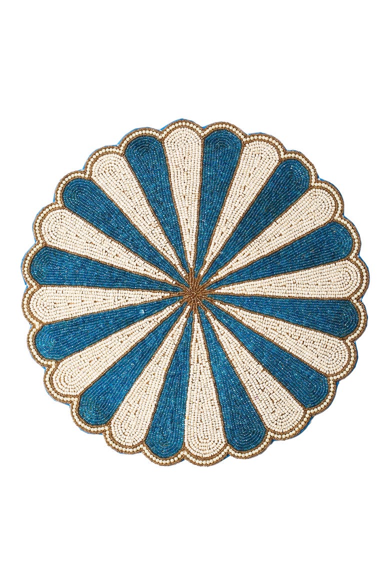 Scalloped Beaded Placemat, Main, color, BLUE