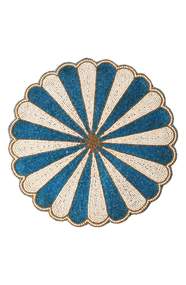 Tiramisu Scalloped Beaded Placemat, Main, color, Blue