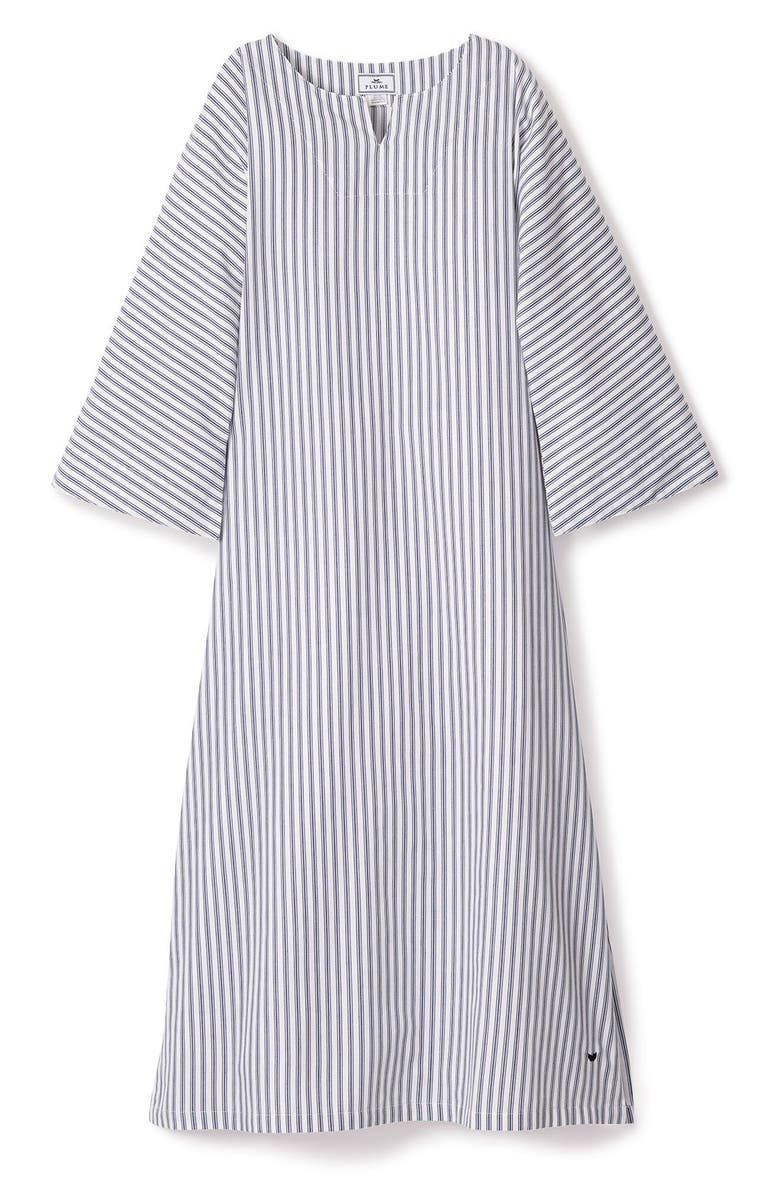 Petite Plume Navy French Ticking Stripe Cotton Caftan, Alternate, color,