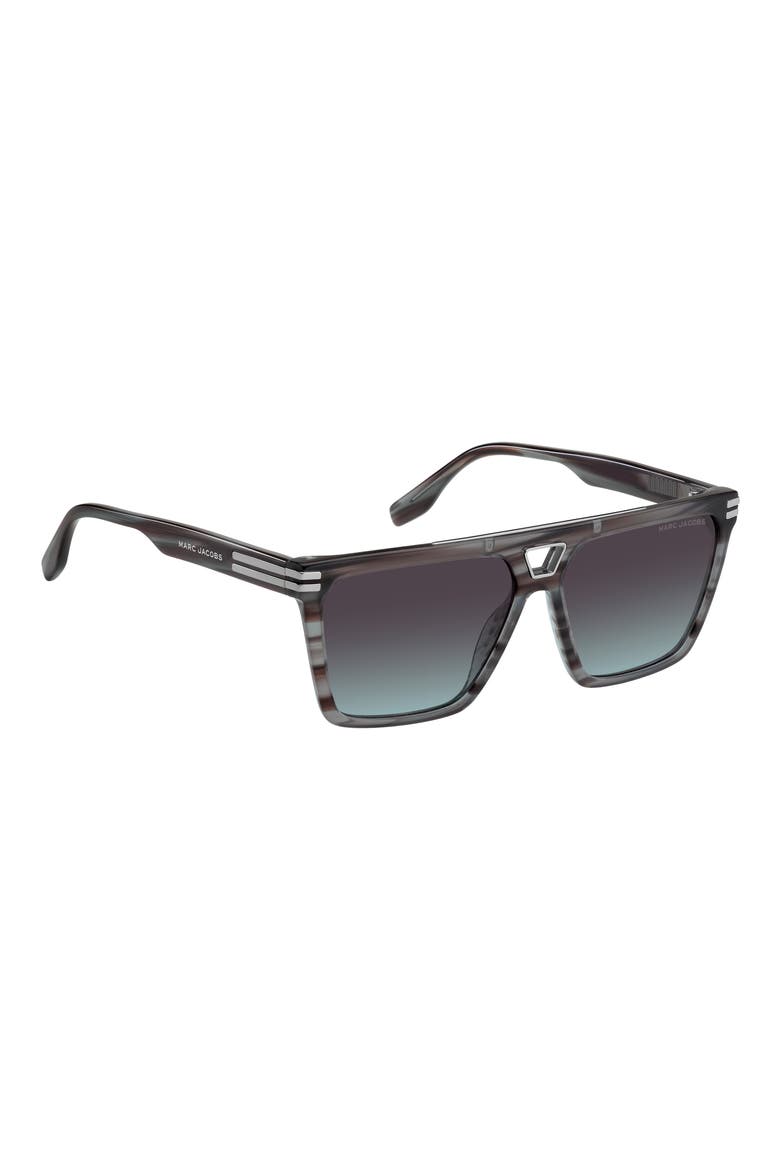 58mm Gradient Square Sunglasses, Alternate, color, GREY HORN/ BROWN BLUE
