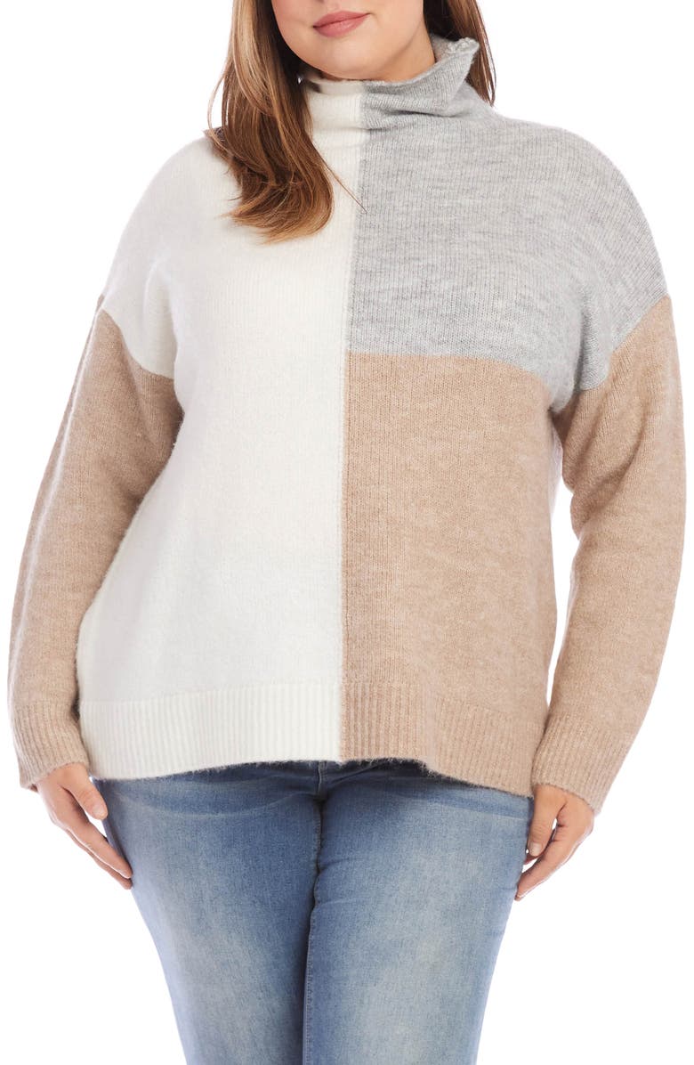 Karen Kane Colorblock Funnel Sweater, Main, color, 